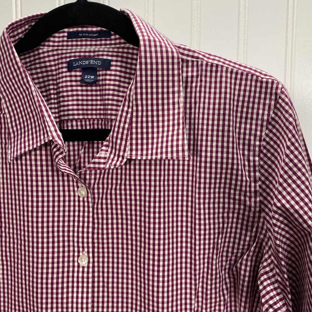 Lands’ End 22W No Iron Supima cotton button shirt